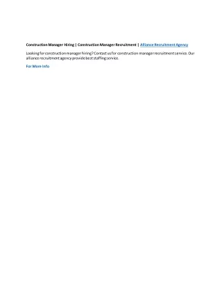 construction manager hiring construction manager