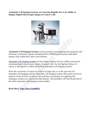 automatic cell imaging systems are growing