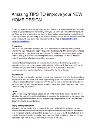 amazing tips to improve your new home design