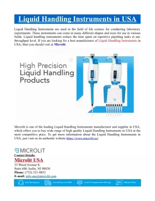 Liquid Handling Instruments in USA