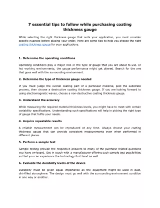 7 essential tips to follow while purchasing coating thickness gauge