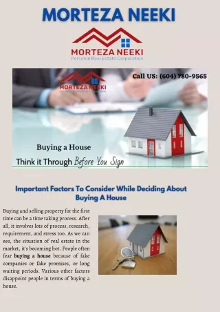 Important Factors To Consider While Deciding About Buying A House