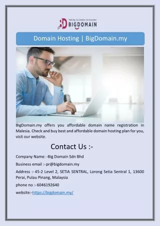 Domain Hosting | BigDomain.my