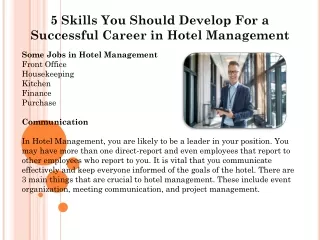 5 Skills You Should Develop For a Successful Career in Hotel Management