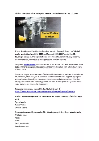global vodka market analysis 2016 2020