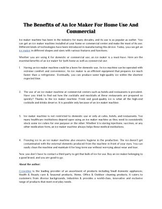 the benefits of an ice maker for home