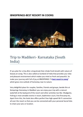 Homestay in Madikeri
