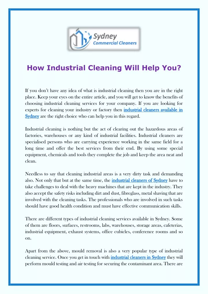 how industrial cleaning will help you