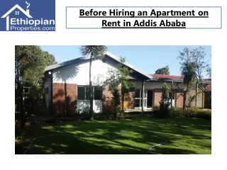 Before Hiring an Apartment on Rent in Addis Ababa