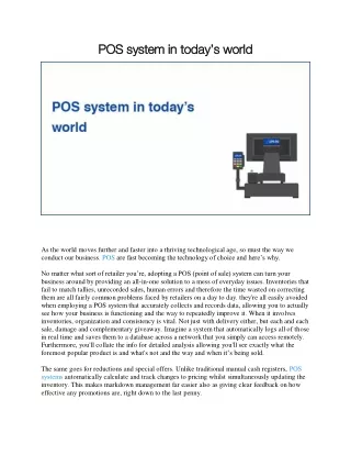 pos system in today pos system in today s world