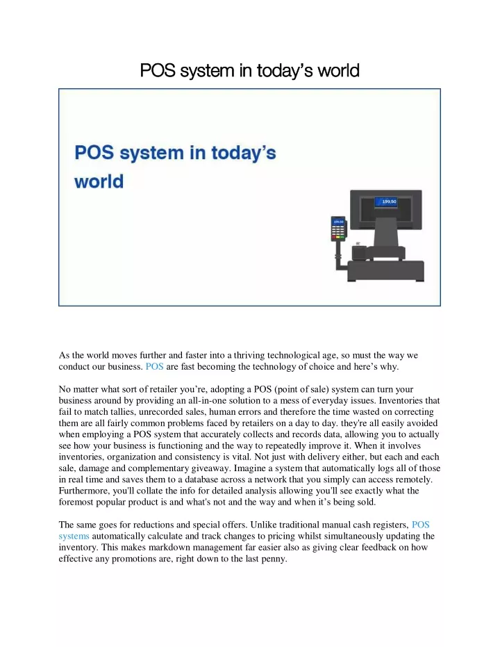 pos system in today pos system in today s world