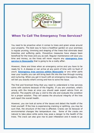 when to call the emergency tree services you need