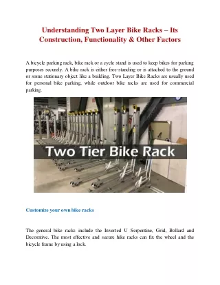 Understanding Two Layer Bike Racks – Its Construction, Functionality & Other Factors