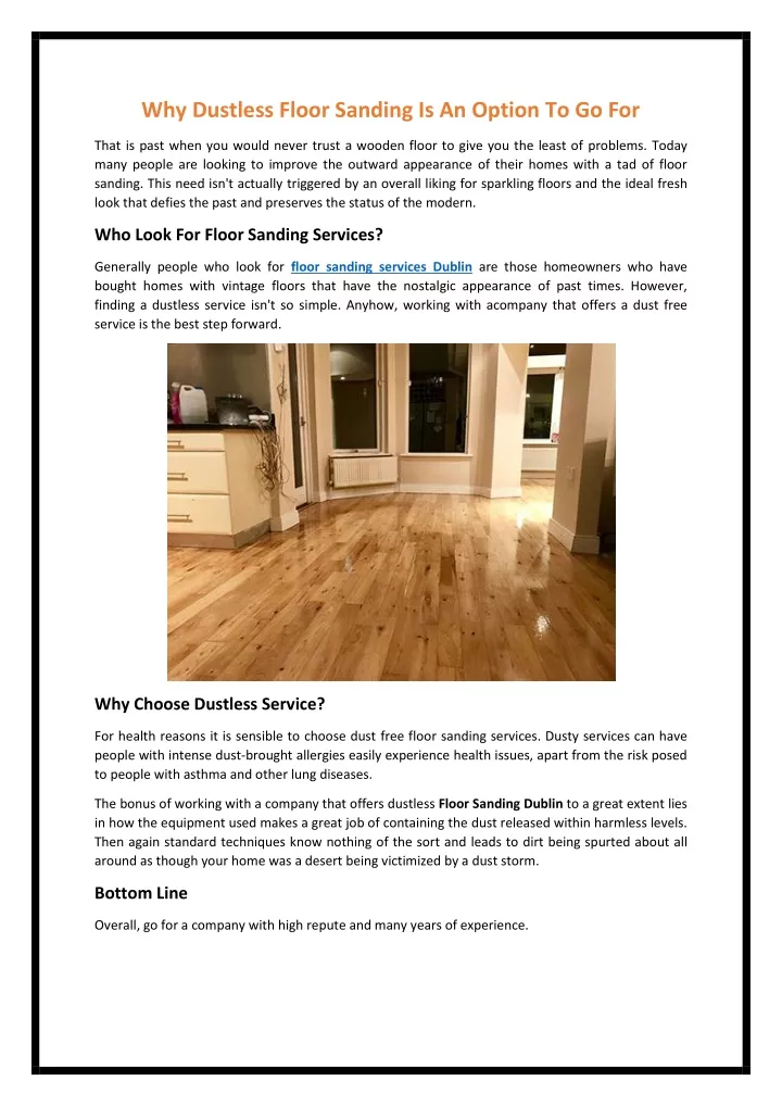 why dustless floor sanding is an option to go for