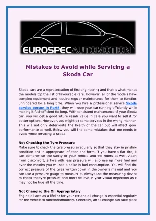 mistakes to avoid while servicing a skoda car
