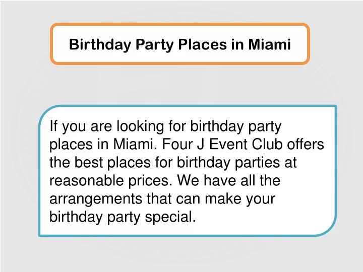 birthday party places in miami