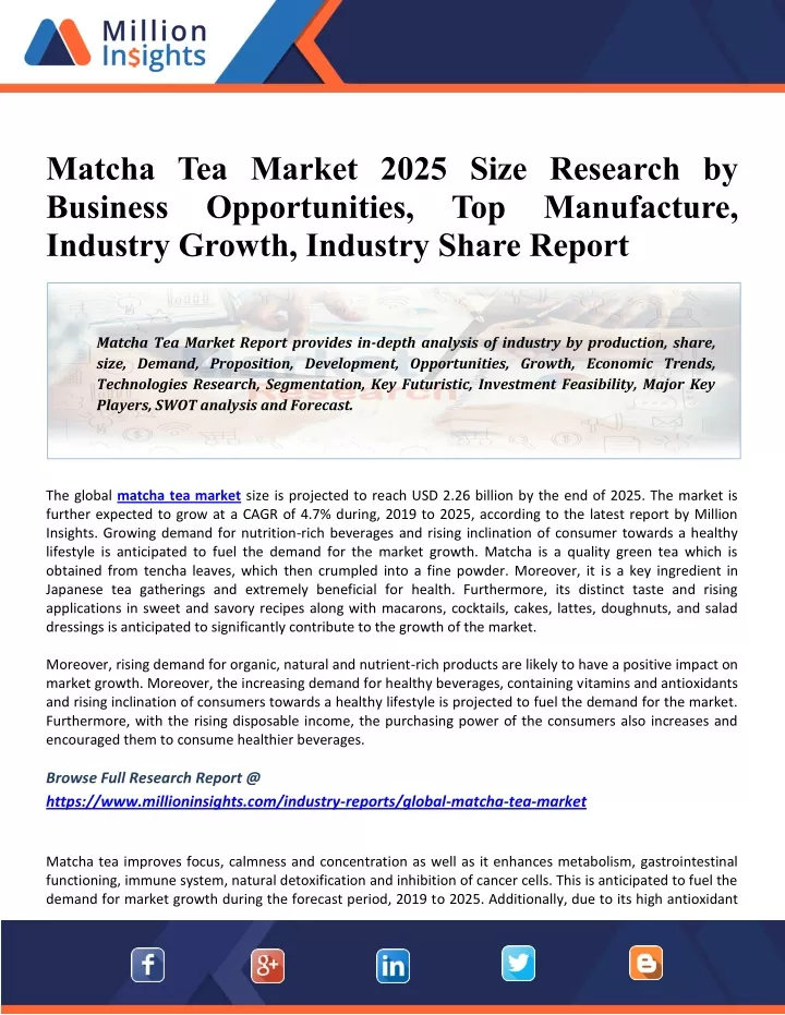 matcha tea market 2025 size research by business