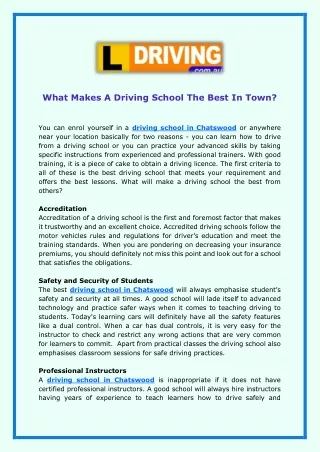 what makes a driving school the best in town