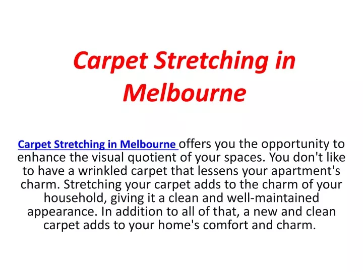carpet stretching in melbourne