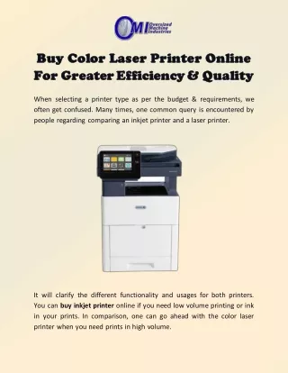 How To Buy Color Laser Printer Online | Oversizedmachineindustries