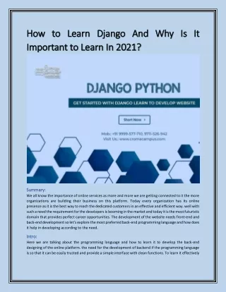how how to to learn django and why is it learn