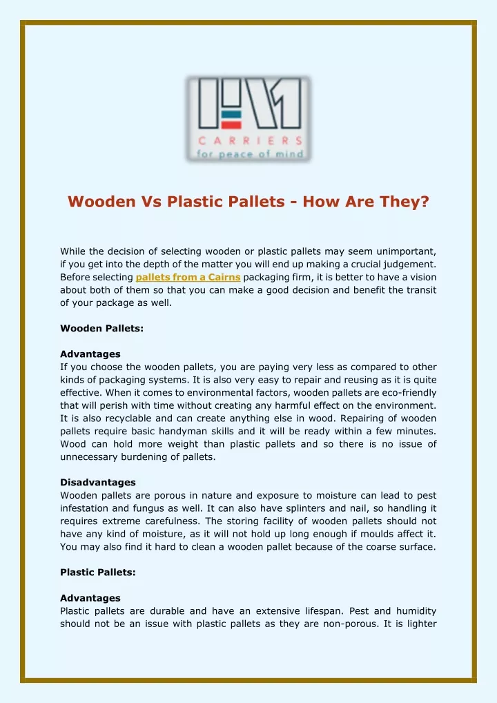 wooden vs plastic pallets how are they