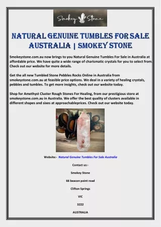 Natural Genuine Tumbles For Sale Australia | Smokey Stone