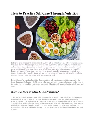 how to practice self care through nutrition