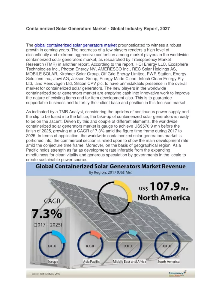 containerized solar generators market global