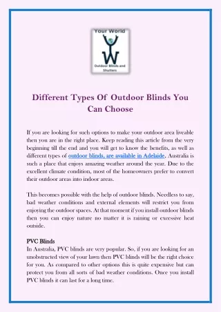 different types of outdoor blinds you can choose