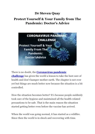 Coronavirus Pandemic Challenge