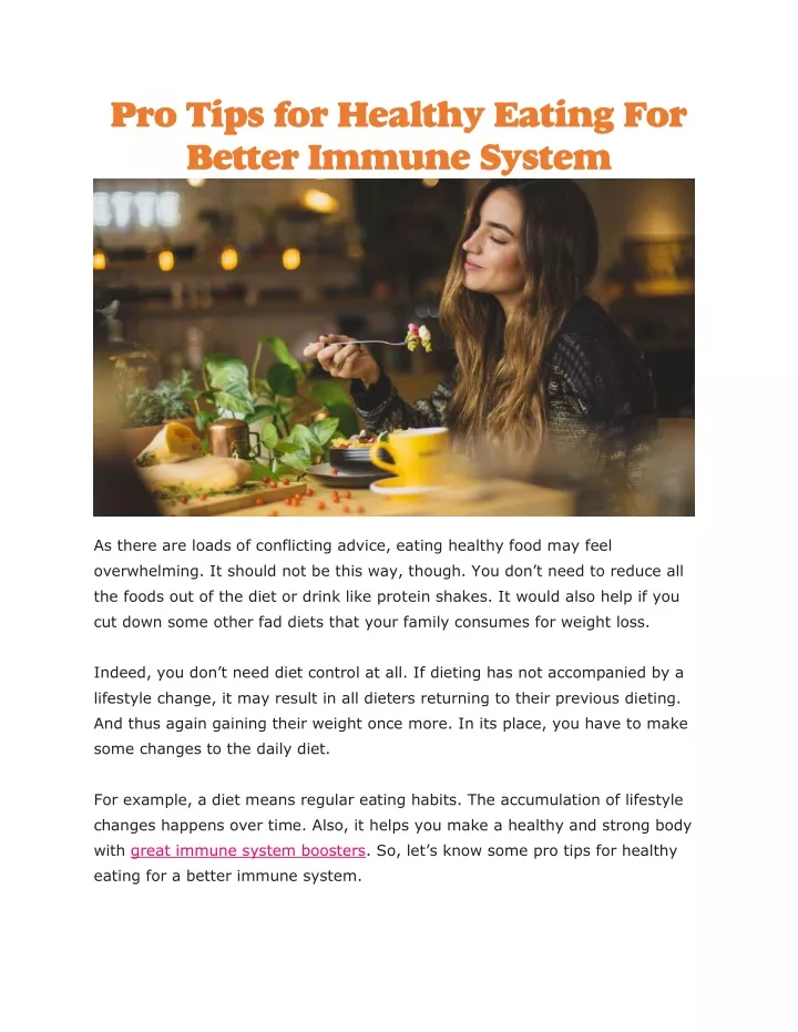 pro tips for healthy eating for better immune