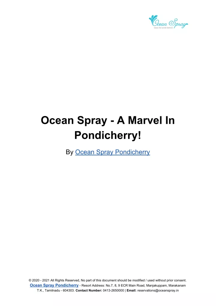 ocean spray a marvel in pondicherry