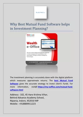 why best mutual fund software helps in investment