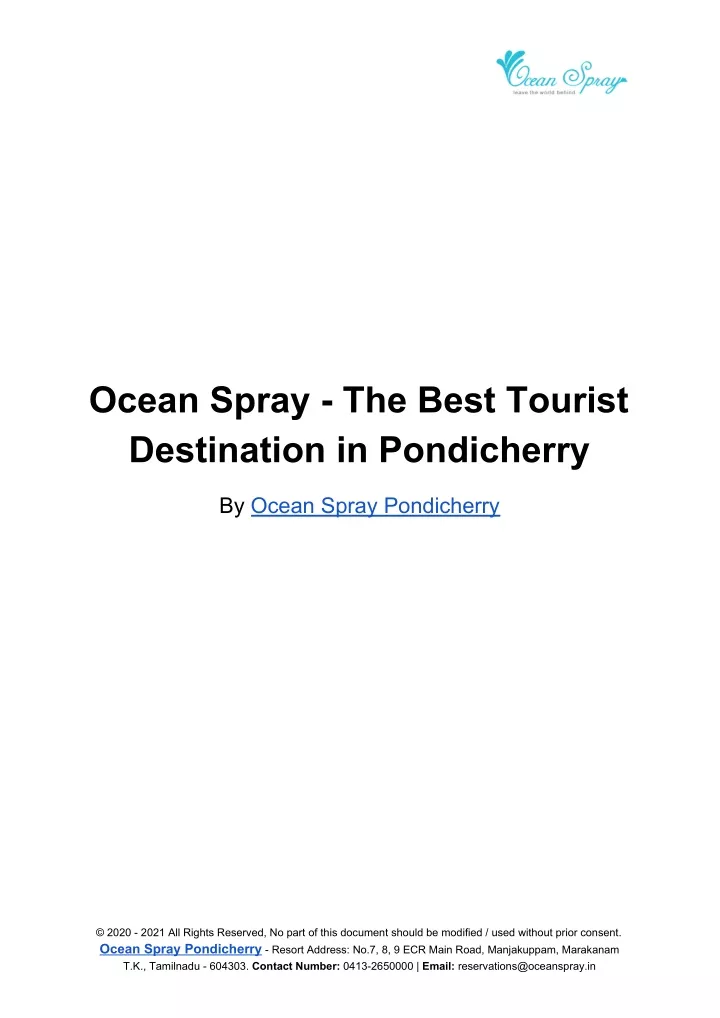 ocean spray the best tourist destination