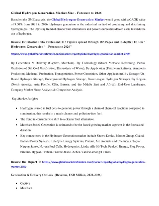 global hydrogen generation market size forecast