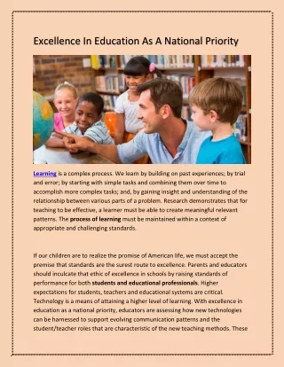 excellence in education as a national priority