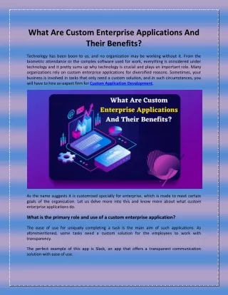 what are custom enterprise applications and their