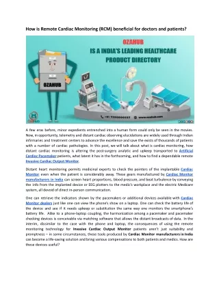 how is remote cardiac monitoring rcm beneficial