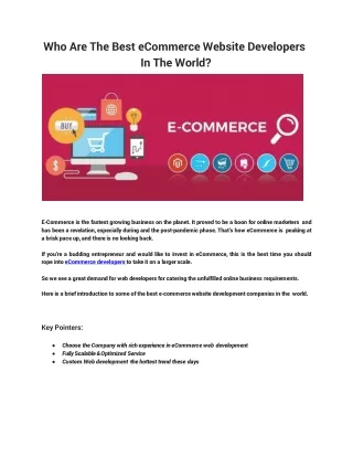 who are the best ecommerce website developers