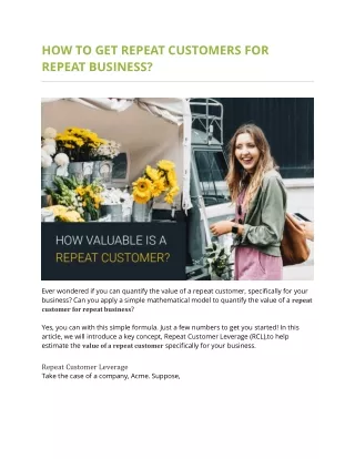 how to get repeat customers for repeat business