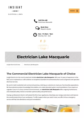 Electrician lake macquarie