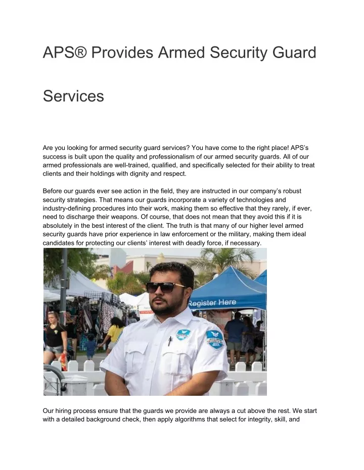aps provides armed security guard