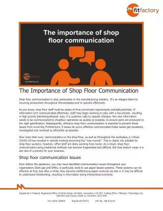 the importance of shop floor communication