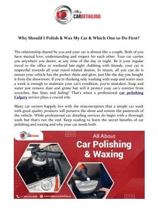 why should i polish wax my car which