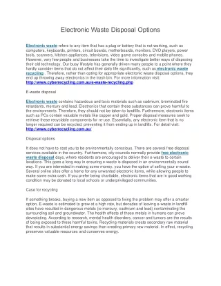electronic waste disposal options