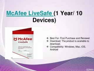 mcafee livesafe 1 year 10 devices