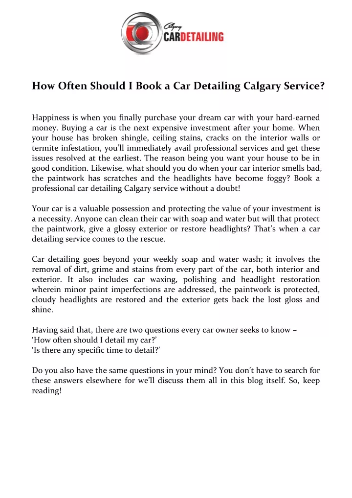how often should i book a car detailing calgary