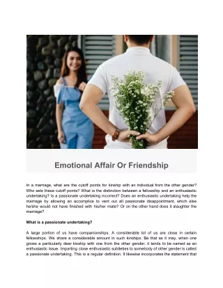 Emotional Affair Or Friendship?