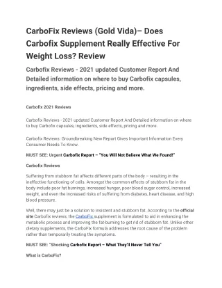 carbofix reviews gold vida does carbofix
